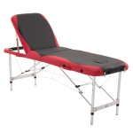 HOMCOM Marquesa acolchoada de alumínio dobrável e portátil para tatuagem esporte 185x60cm preto e vermelho