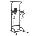 HOMCOM Power Tower Máquina de Musculação 5 em 1 Exercícios Dip Pull-up Flexões e Abdominais carga 120kg 94 x 99 x 182-232 cm