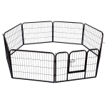 PawHut Parque para Animais de Estimação 8 Paineis 80x60cm Gaiola para Cães de Metal com Porta e Dupla Fechadura Cerca de Treinamento para Jardim Preto