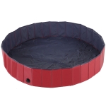 PawHut Piscina para animais de estimação Φ160x 30 cm dobrável PVC antiderrapante vermelho e azul escuro