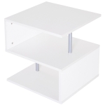 HOMCOM Mesa de centro Café em forma de S Mesa lateral da sala de estar com compartimento aberto 2 níveis 50x50x50 cm Branco