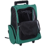 PawHut Transportadora 2 em 1 para Animais de Estimação Mochila ou Carrinho de Viagem para Cães e Gatos com 2 Rodas Alça Retrátil de Alumínio e Bolso de Armazenamento 42x25x55cm Verde
