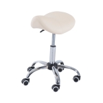 HomCom Cadeira Trabalho Banquinho Rodinhas Giratórias Banquinho Cosmética Dentista Cabeleireiro 52 x 53 x (49-61) cm Creme