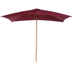 Outsunny Chapéu de Sol de Jardim com Sistema de Polia Teto Ventilado e Mastro de Madeira para Terraço Pátio Exterior 2,95x2x2,55m Vinho