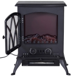 HomCom Lareira Eléctrica Móvel tipo Aquecedor de Pé 1000W/2000W – Cor Preto - 45x28,5x54 cm
