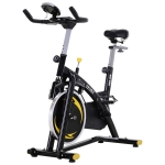 HOMCOM Bicicleta Estática Bicicleta Ciclismo Indoor com Ecrã LCD Volante de Inércia de 10kg 47x120x104.5-117cm Preto e Amarelo