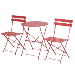 Outsunny Conjunto de móveis de jardim dobrável de 3 peças Mesa de metal e 2 cadeiras Ø60x71 cm vermelho