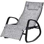 Outsunny Espreguiçadeira de jardim Cadeira de balanço com apoio de braços e função de balanço 160x61x79 cm cinza(c-1)
