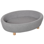 PawHut Sofá-cama para animais de estimação com almofada acolchoada removível Pernas de madeira Bordas levantadas 81x61x24 cm Cinza