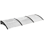 Outsunny Marquise de proteção solar e chuva para portas e janelas de policarbonato de 5mm 295x90x25 cm Transparente