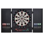 HOMCOM Alvo eletrônico digital para até 8 jogadores com 12 dardos e 30 pontas com portas de tela de LED 27 jogos diferentes 51x6,5x57 cm Preto
