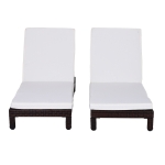 Outsunny Conjunto de 2 espreguiçadeiras de vime chaise longue com almofadas acolchoadas para jardim varanda 196x65x22cm marrom(c-1)