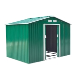 Outsunny Abrigo de Jardim Exterior 4,83m² 277x195x192cm Abrigo e Jardim Metálico para Armazenamento de Ferramentas com Base Incluída e 4 Janelas Verde Escuro