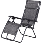 Outsunny Espreguiçadeira Dobrável Gravidade Zero com Toldo Apoio para os Braços Espreguiçadeira Reclinável com Bandeja Removível 90x67x110cm Cinza