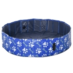 PawHut Piscina dobrável para cães diâmetro Ø140 cm Banheira portátil para animais de estimação em PVC com fundo antiderrapante para interior e exterior azul