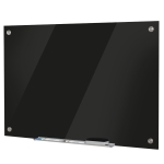 Vinsetto Placa de vidro magnético com bandeja Inclui 4 marcadores e borracha 90x60x0,45 cm Preto