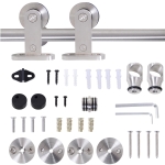 HOMCOM Kit para portas de correr de madeira conjunto de trilho de aço inoxidável 2,5x200cm