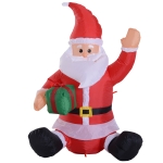 HOMCOM Papai Noel inflável de 1,2 m com presente Decoração de Natal Iluminação LED com ajuste de ventilador interno e externo