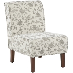 HOMCOM Cadeira individual tipo poltrona sem apoio de braços com assento acolchoado e pernas de madeira 57x76x83,5 cm estampa floral