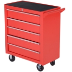 DURHAND Carrinho de Ferramentas com 5 Gavetas Rodas Trava Armário de Armazenamento para Oficina de Garagem e Chapa de Aço 69x33x75 cm Vermelho