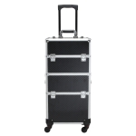 HOMCOM Estojo de maquiagem profissional Estojo cosmético destacável com rodas omnidirecionais com trava Fácil de transportar 36x24x79/107cm
