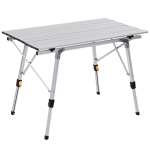 Outsunny Mesa de piquenique dobrável Mesa de camping de alumínio Altura regulável 90x53x45 / 65 cm Carga 30Kg