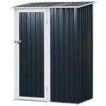 Outsunny Galpão de armazenamento para jardim armazém para ferramentas com telhado inclinado de aço galvanizado 143x89x186cm Cinza