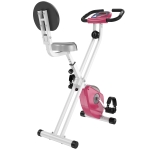 HOMCOM Bicicleta ergométrica profissional dobrável com 8 níveis de resistência magnética Assento com Altura Ajustável Aço 43x97x109 cm Rosa