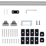 HOMCOM Ferragem para Porta Corredeira 186cm Kit de Acessórios para Porta Corredeira de Madeira com Trilho de Metal e 2 Roldanas Prata