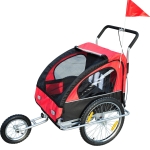 HomCom Reboque de Bicicleta para Crianças com 2 Lugares- Cor: Verde - 122 x 90 x 106 cm(c-4)