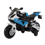 HOMCOM Mota elétrica infantil BMW para crianças acima de 3 anos com bateria 12 v duplo motor com luzes e música 110x47x69 cm azul e preto