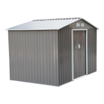Outsunny Abrigo de Jardim Exterior 4,83m² 277x195x192cm Abrigo e Jardim Metálico para Armazenamento de Ferramentas com Base Incluída e 4 Janelas Cinza