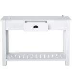 HOMCOM Mesa consola tipo aparador estilo colonial com prateleira inferior espaçosa 120x39x81 carga 60kb Branco
