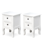 HOMCOM Conjunto de 2 Mesas de Cabeceira com 2 Gavetas Armário Auxiliar com Grande Espaço de Armazenamento para Quartos Sala 34,7x30x49cm Branco