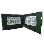 Outsunny Conjunto de 2 Paredes Laterais para Tendas de 3x3m e 3x6m Paredes Laterais para Tendas com Janelas Transparentes 293x193cm Verde Escuro