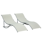 Outsunny 2 espreguiçadeiras ergonômicas dobráveis em forma de S com estrutura de alumínio Textilene para jardim e varanda 165x61x63 cm Bege