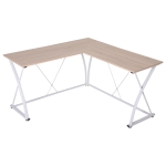 HOMCOM Mesa de computador PC Mesa de escritório de canto L Armação de Aço 150x150x76cm(c-3)