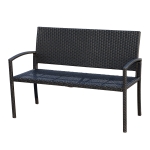 Outsunny Banco Jardim Lounge Cadeira 2 Lugares Móveis para Jardim Exterior Terraço 2 Lugares Rattan Sintético Carga 320kg 122x60x87cm Estrutura Aço