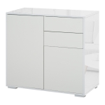 HOMCOM Aparador Auxiliar com 2 Portas 2 Gavetas e Prateleira Ajustável Abertura a Pressão Móvel Organizador de Armazenamento para Dormitório Sala de Estar 79x36x74cm Branco
