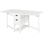 HOMCOM Mesa de jantar extensível com 2 gavetas 1 prateleira Carga 50 kg 150x80x74 cm Branco
