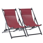 Outsunny Conjunto de 2 espreguiçadeiras reclináveis e dobráveis 58x96,5x91,5cm Vermelho Vinho