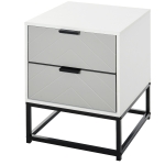 HOMCOM Mesa de cabeceira com 2 gavetas e base elevada de metal Estilo moderno e minimalista 39,5x40x48 cm Branco e cinza