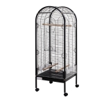 PawHut Gaiola metálica espaçosa para papagaios-canários Cotorra Papagaio com 4 rodas 54×54×151 cm
