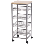HomCom Carrinhos de cozinha com rodinhas 5 níveis de carga 20kg 36,5x36,5x89 cm