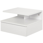 HOMCOM Conjunto de 2 Mesas de Cabeceira Flutuante com 1 Gaveta e Prateleira Aberta com Desenho Moderno Montado na Parede 35x32x22,5cm Branco
