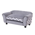 PawHut Sofá para animais de estimação com pernas de madeira com almofada acolchoada aconchegante e capa lavável 73,5x41x33 cm Cinza
