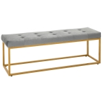 HOMCOM Banco de Pé de Cama Banco estofado com braços Banco de madeira para quarto sala de estar Hall 102x31x51cm Carga 130kg cinza(c-1)