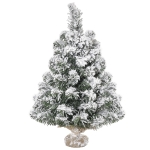 HOMCOM Árvore de Natal Artificial 60cm com 67 Ramos Ignífugos e Base de Cimento Decoração de Natal para Mesa Escritório Ø32x60cm Verde e Branco