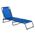 Outsunny Espreguiçadeira de jardim reclinável dobrável e ajustável com 3 posições com sistema de laço Estrutura de Aço 197x58x76 cm Azul escuro(c-2)