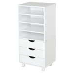 Vinsetto Móveis de escritório com 3 gavetas 4 prateleiras abertas 4 rodas 40x30x83 cm Branco(c-1)